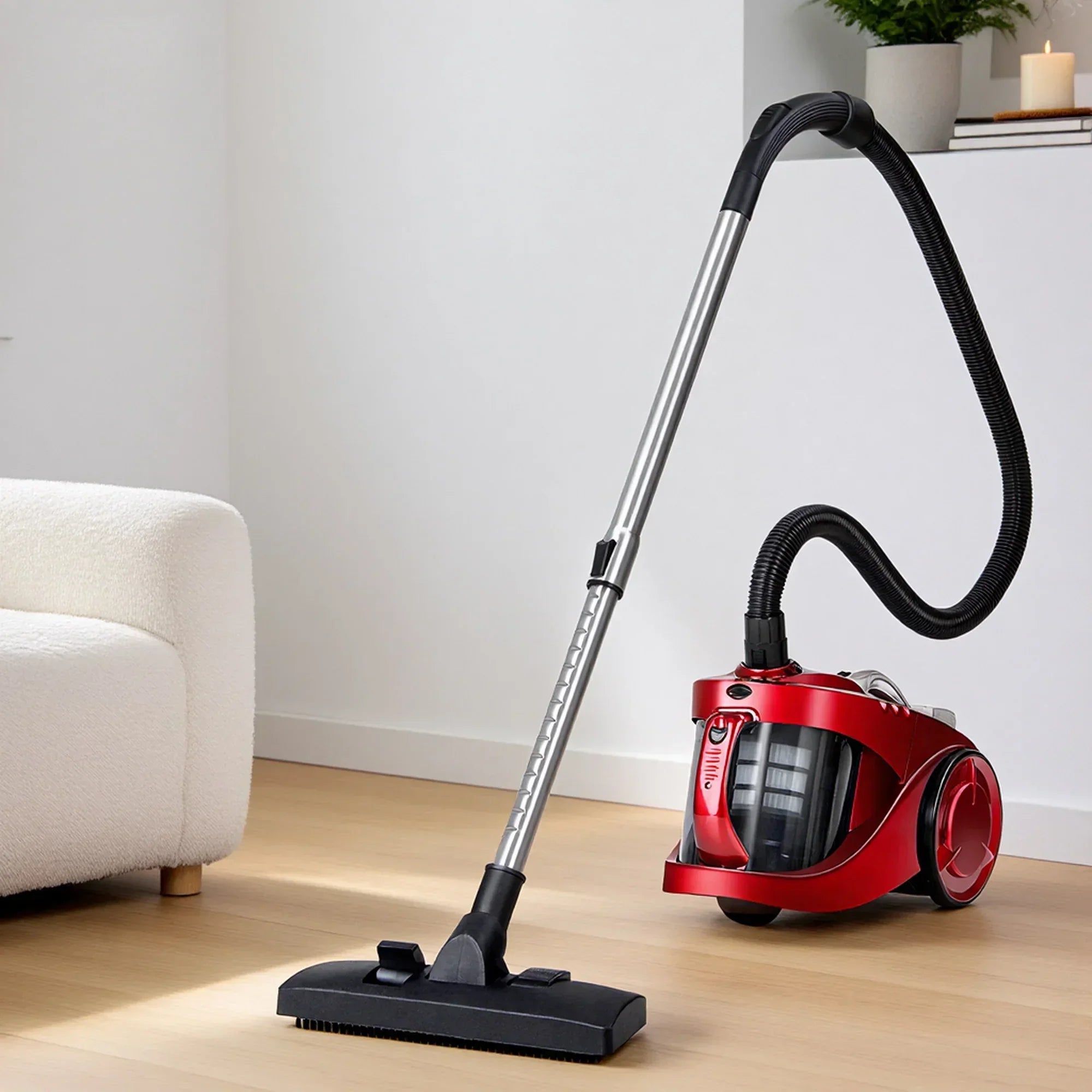 Bagless Vacuum Cleaner 2200W Multi-Cyclonic HEPA Filter 4L Red