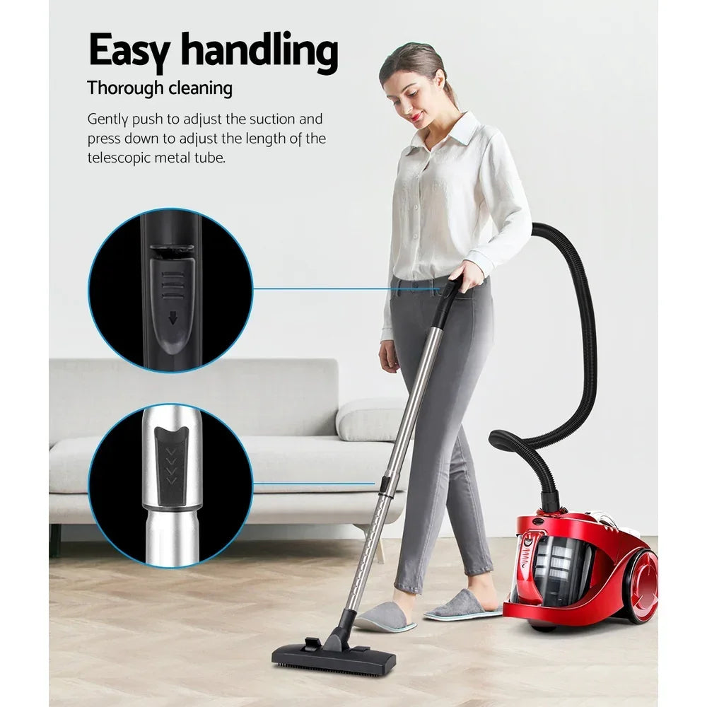 Bagless Vacuum Cleaner 2200W Multi-Cyclonic HEPA Filter 4L Red
