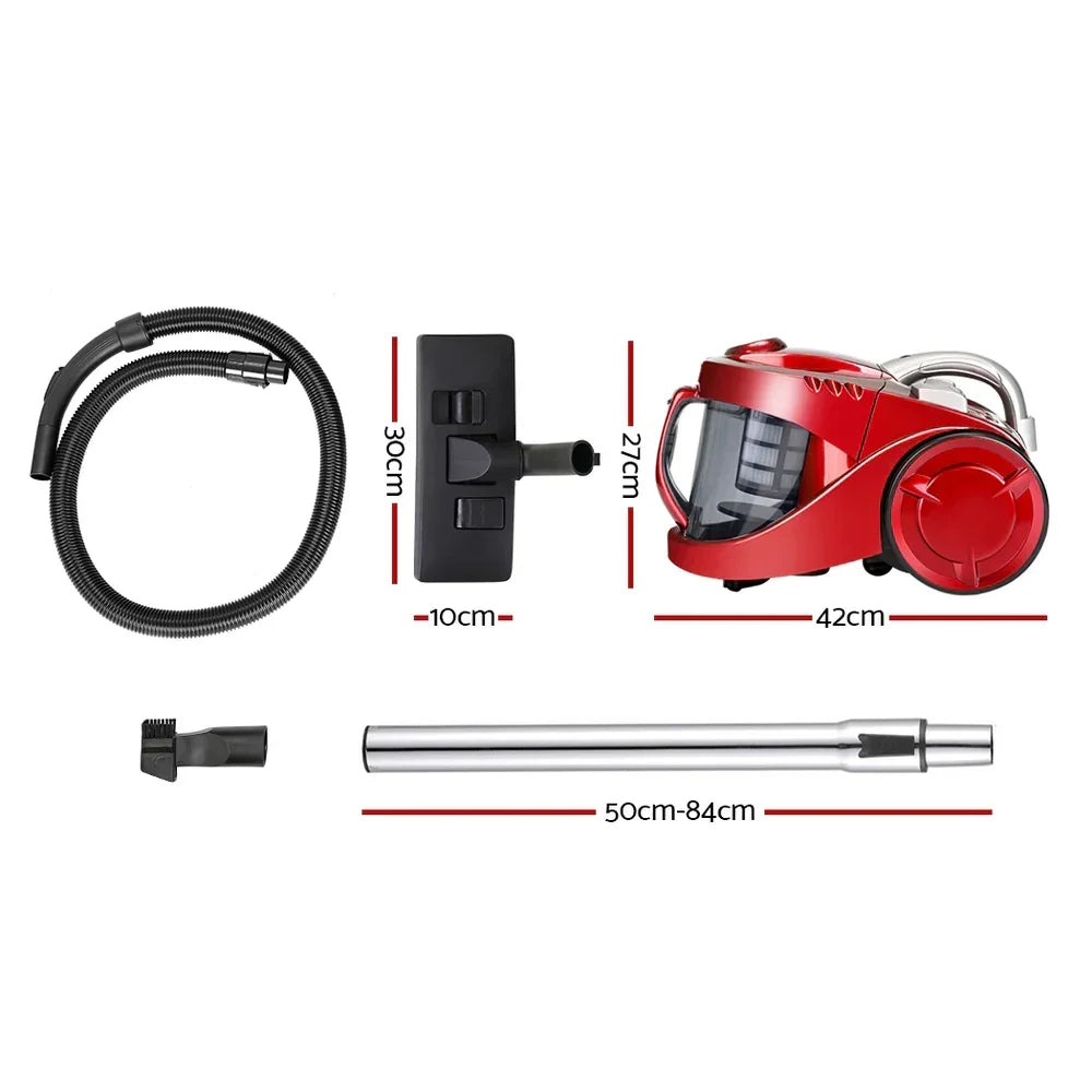 Bagless Vacuum Cleaner 2200W Multi-Cyclonic HEPA Filter 4L Red