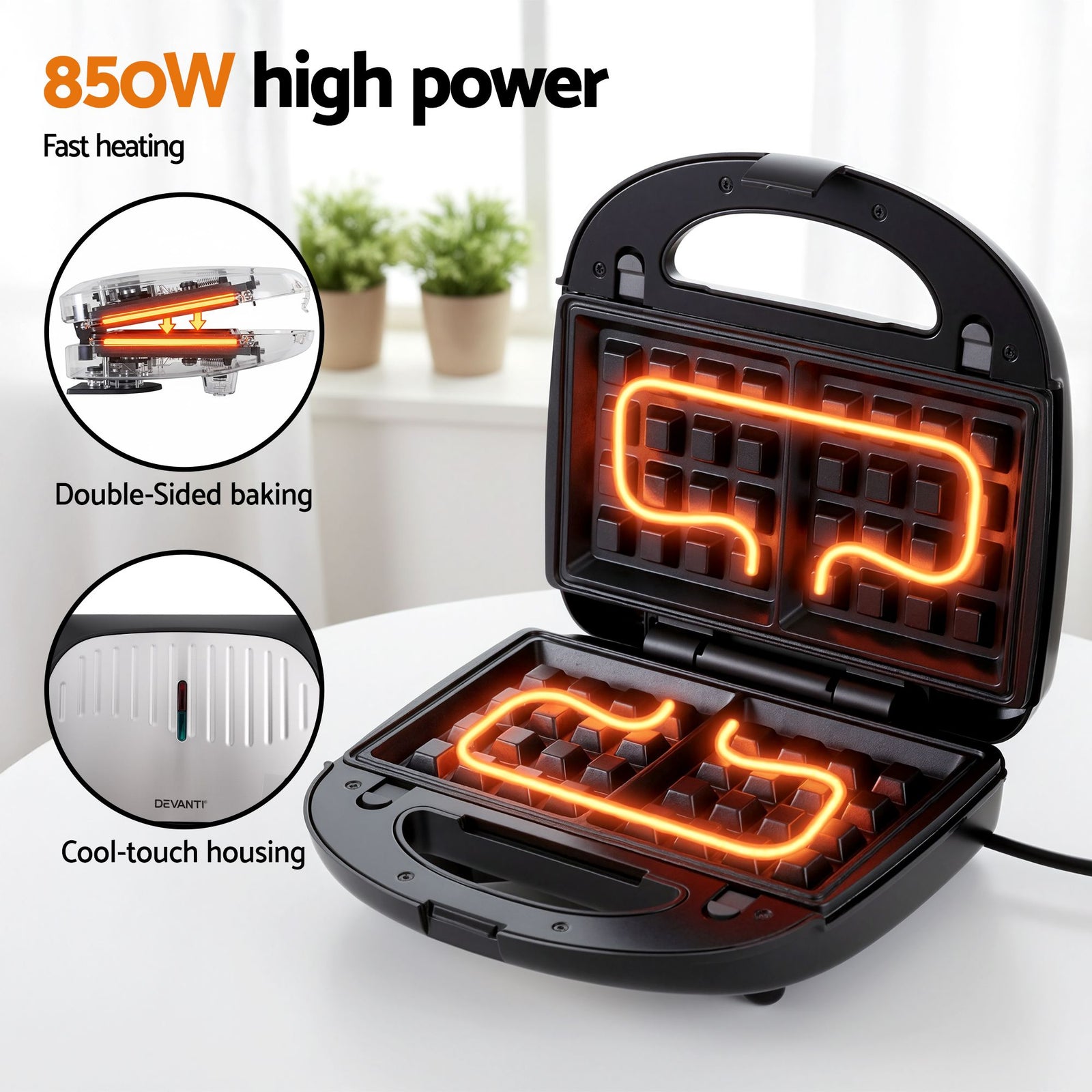 Devanti Cordless Wet Dry Vacuum Mop plus 3-in-1 Sandwich Waffle Maker