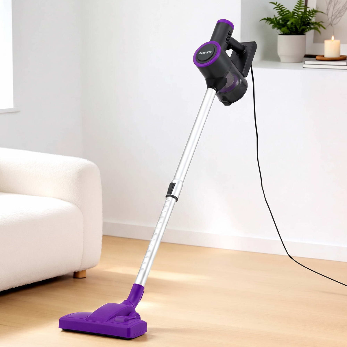 Devanti 3-in-1 Corded Stick Vacuum Cleaner 16000Pa Suction HEPA Filter Purple