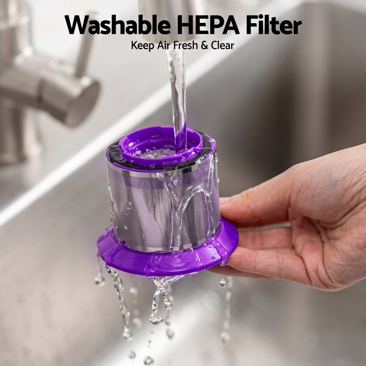 Devanti 3-in-1 Corded Stick Vacuum Cleaner 16000Pa Suction HEPA Filter Purple