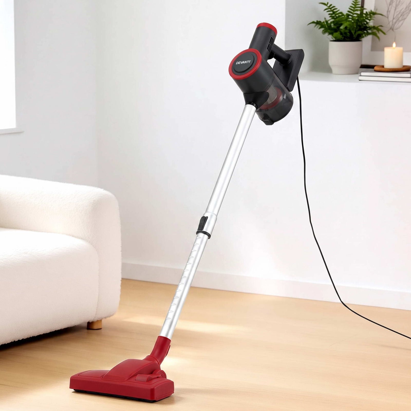 3-in-1 Corded Stick Vacuum Cleaner, 16000Pa Strong Suction, Red