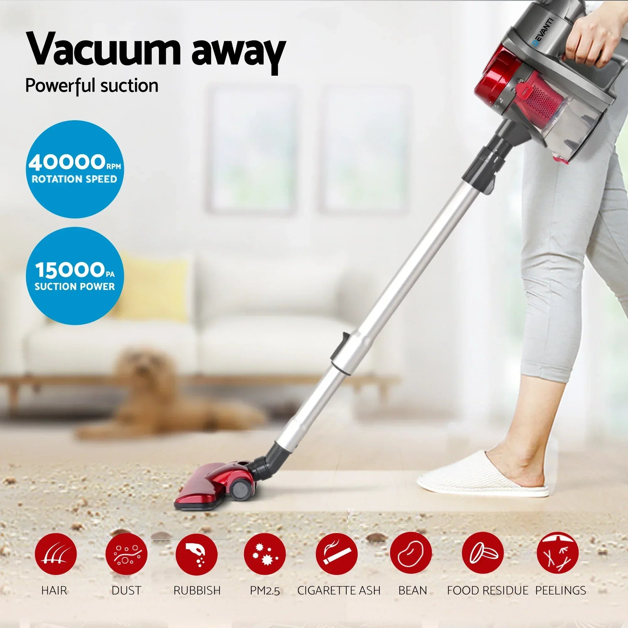 450W Corded Stick Vacuum Cleaner Handheld 15000Pa Lightweight