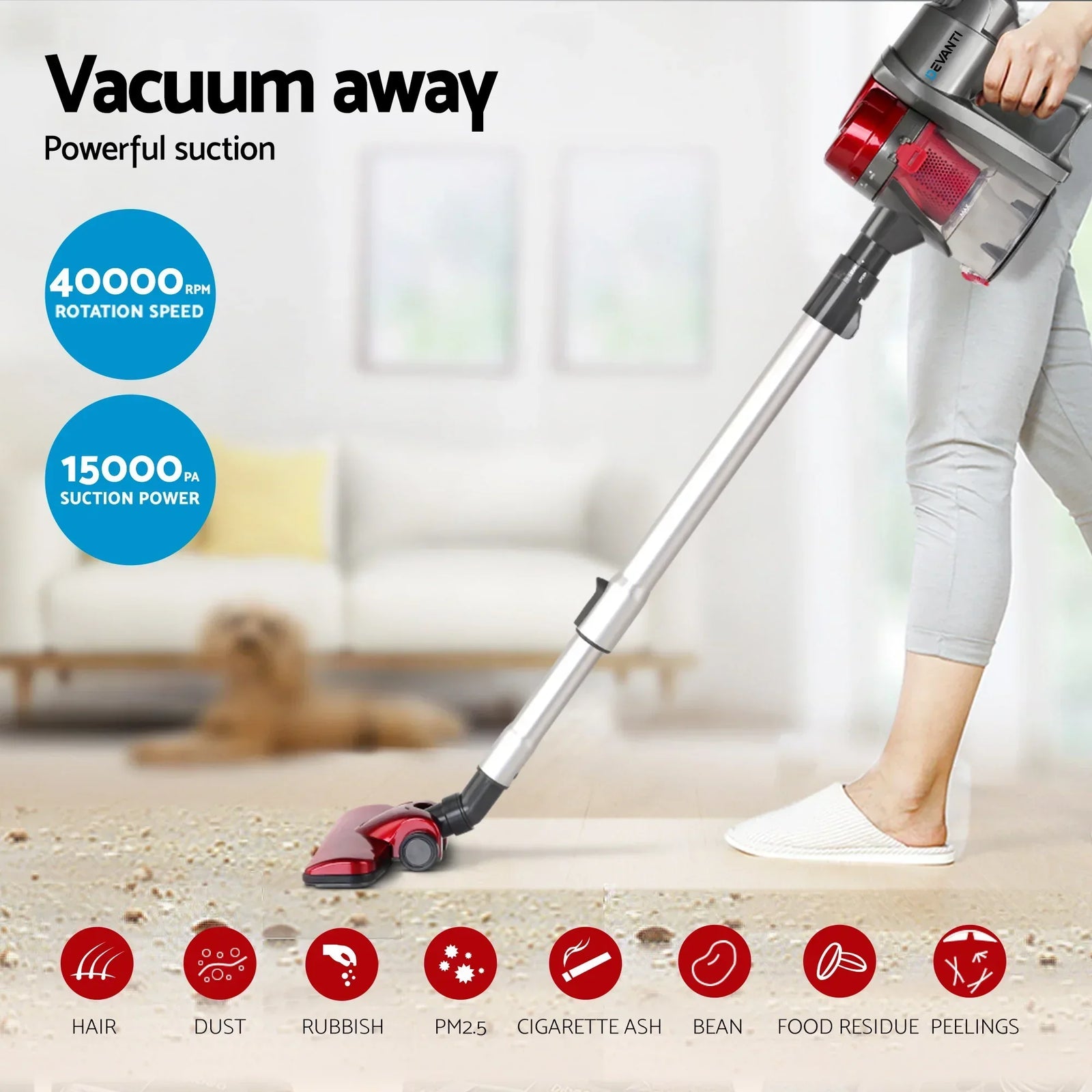 450W Corded Stick Vacuum Cleaner Handheld 15000Pa Lightweight