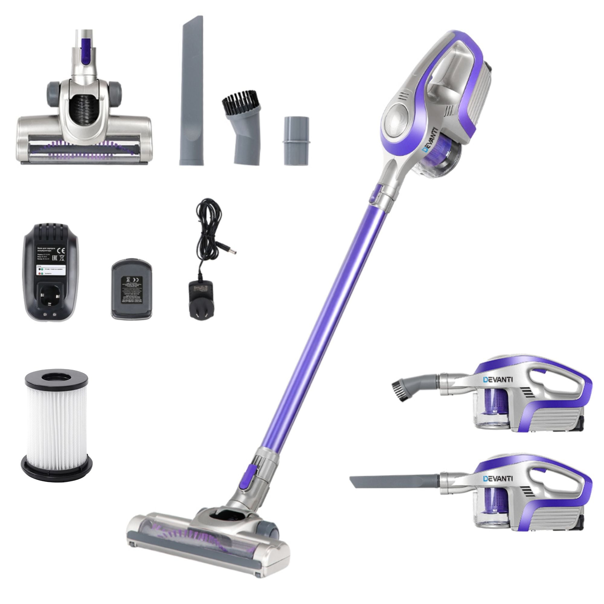 Cordless Stick Vacuum Cleaner 150W 8000Pa Lightweight 2-in-1 Rechargeable