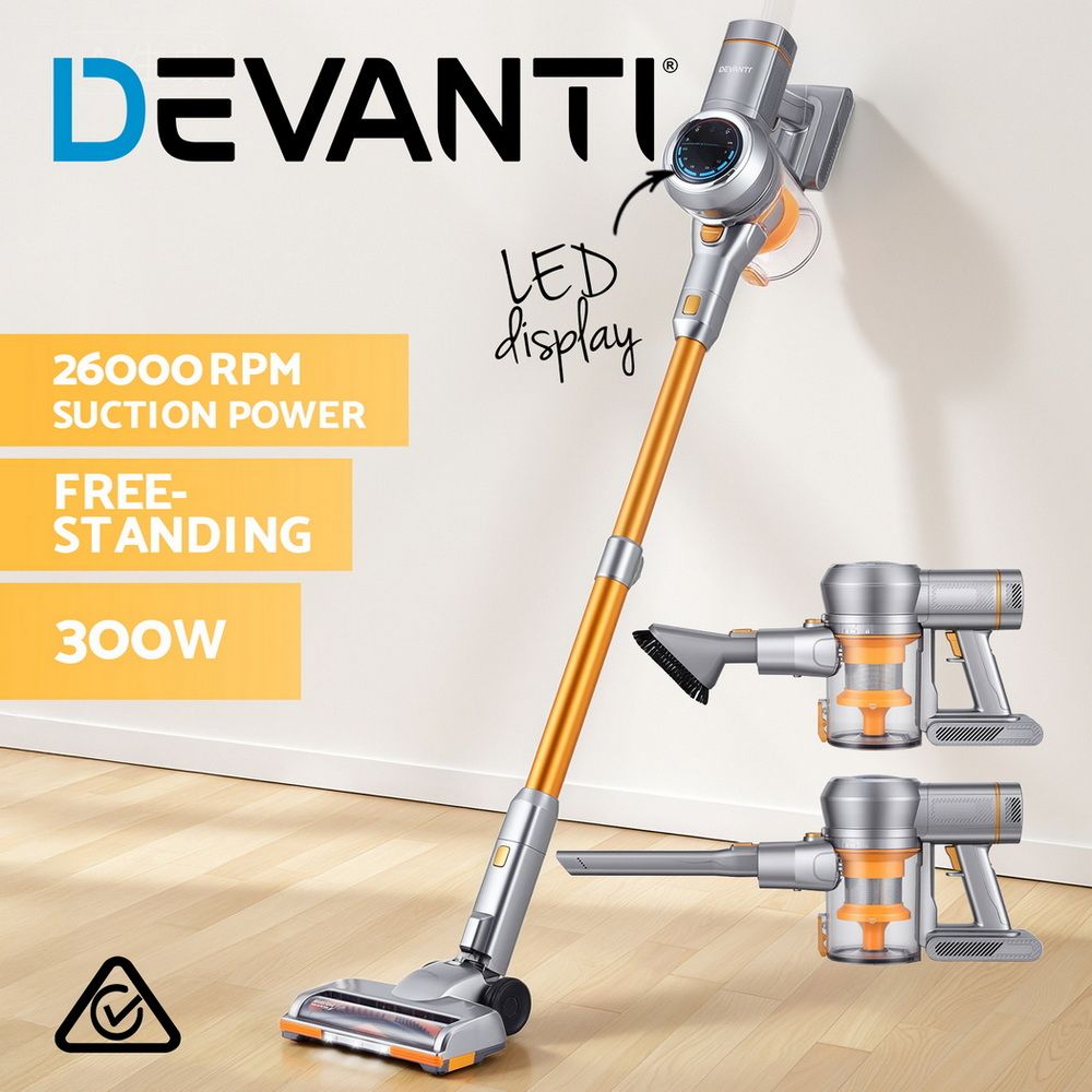 300W Stick Vacuum Cleaner Cordless Self-Standing Golden