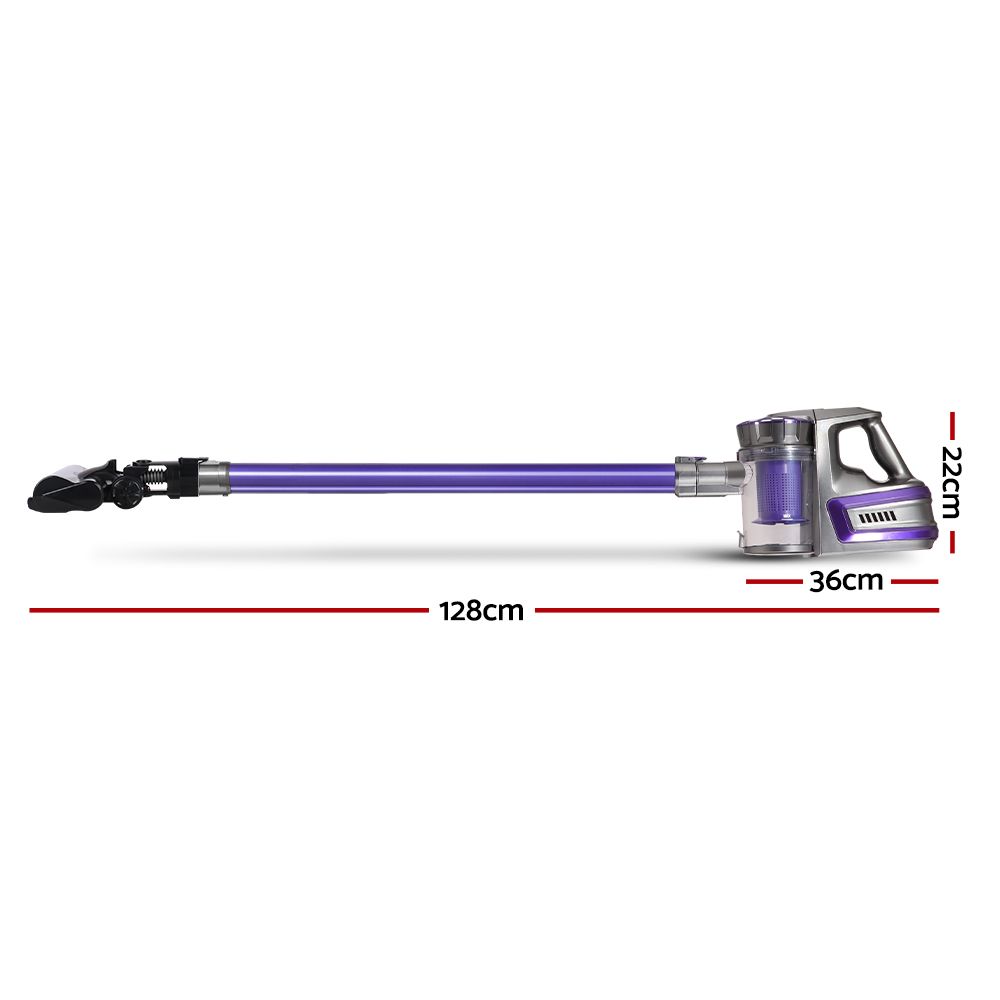 Cordless Handstick Vacuum 150W Motorised Roller HEPA Filter Purple