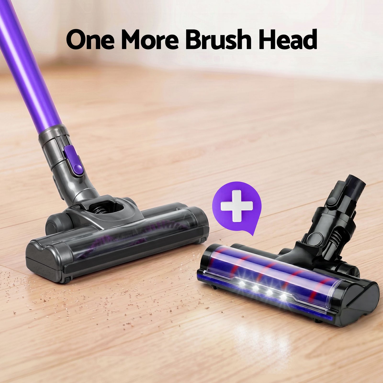Cordless Handstick Vacuum 150W Motorised Roller HEPA Filter Purple