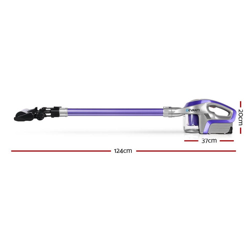 Cordless Stick Vacuum Cleaner 150W HEPA Handheld Purple Grey