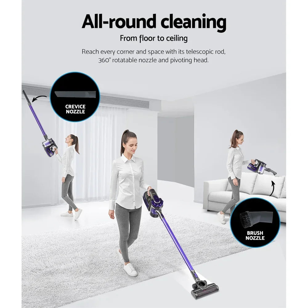 Cordless Handstick Vacuum Cleaner 150W 8000Pa Lightweight HEPA Stick Vacuum