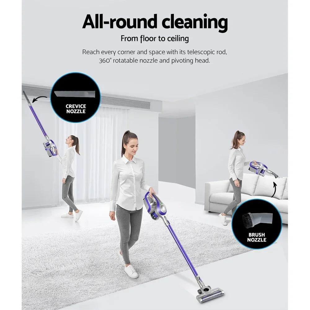 Cordless Handstick Vacuum Cleaner 150W Lightweight Stick Vacuum 8000Pa Purple
