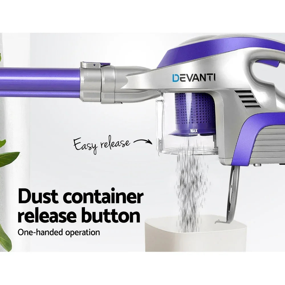 Cordless Handstick Vacuum Cleaner 150W Lightweight Stick Vacuum 8000Pa Purple
