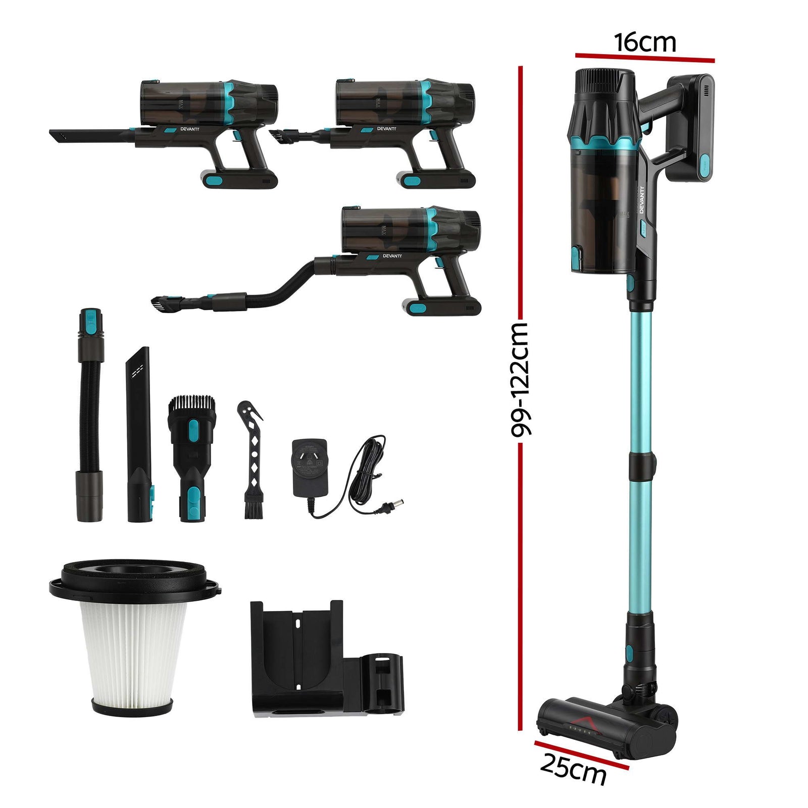 30000Pa Cordless Stick Vacuum Cleaner 4-in-1 Handheld Vac, Green