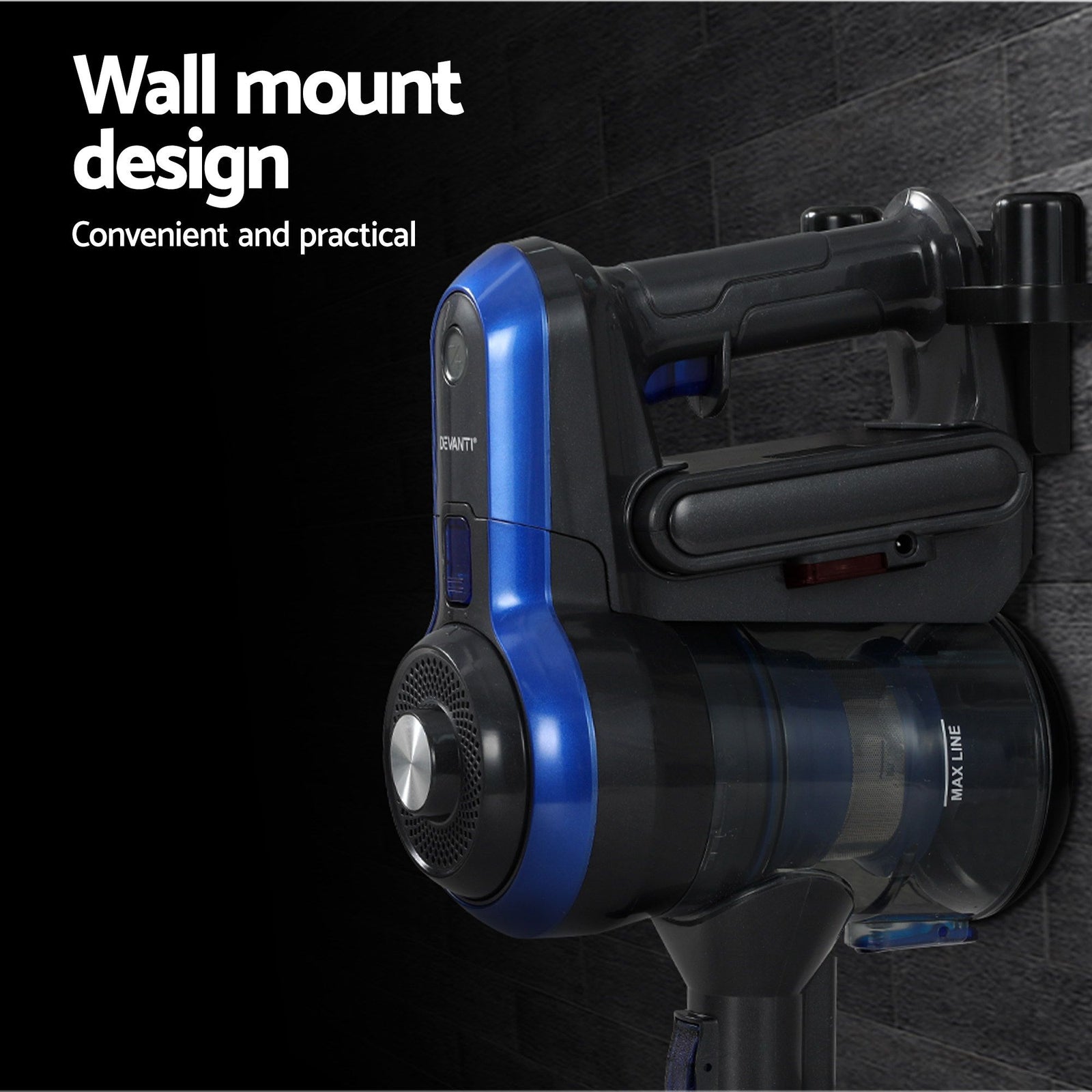 Devanti Cordless Handheld Vacuum Cleaner 250W 20000Pa Brushless HEPA Blue