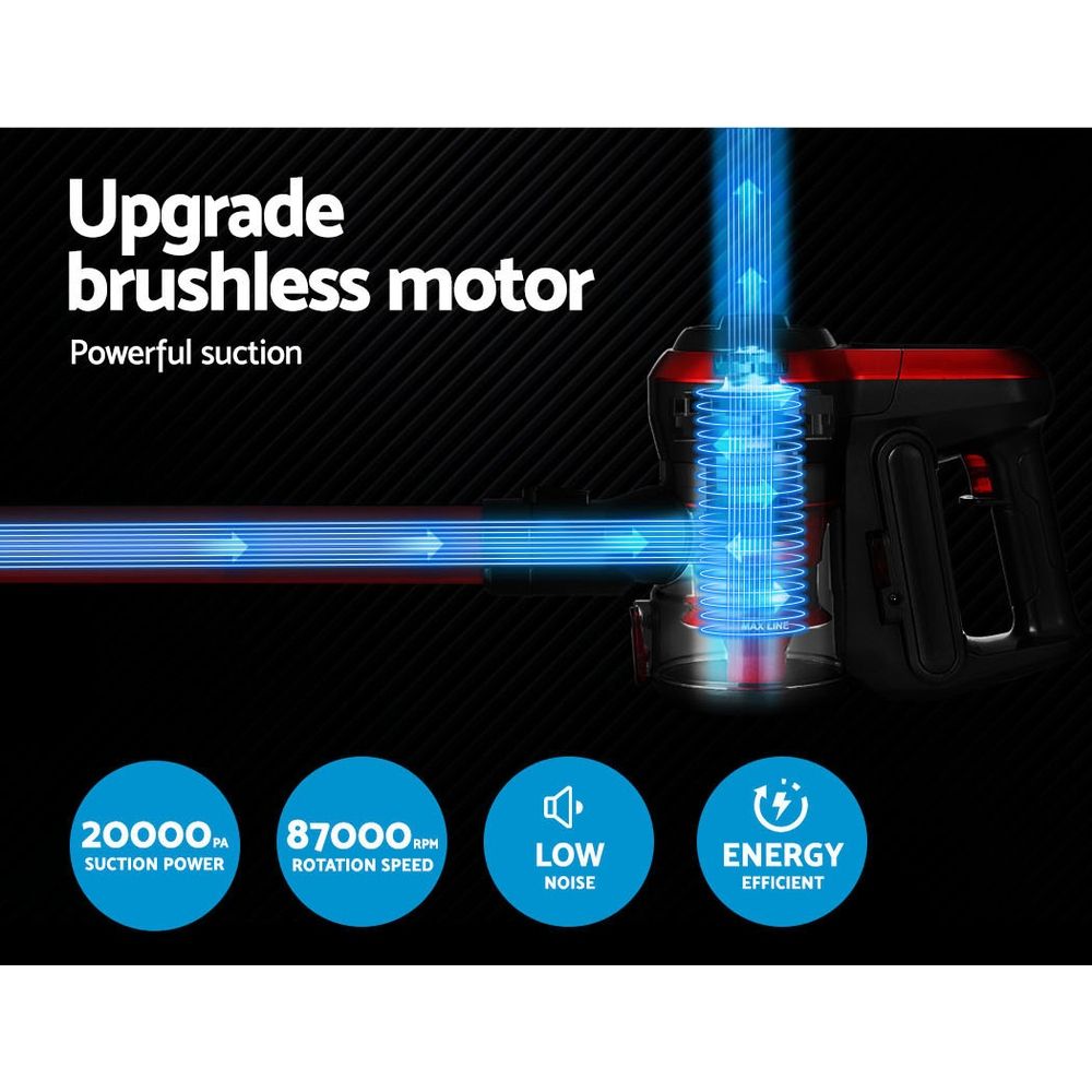 Cordless Handheld Vacuum Cleaner 250W 20000Pa Brushless HEPA Stick Red