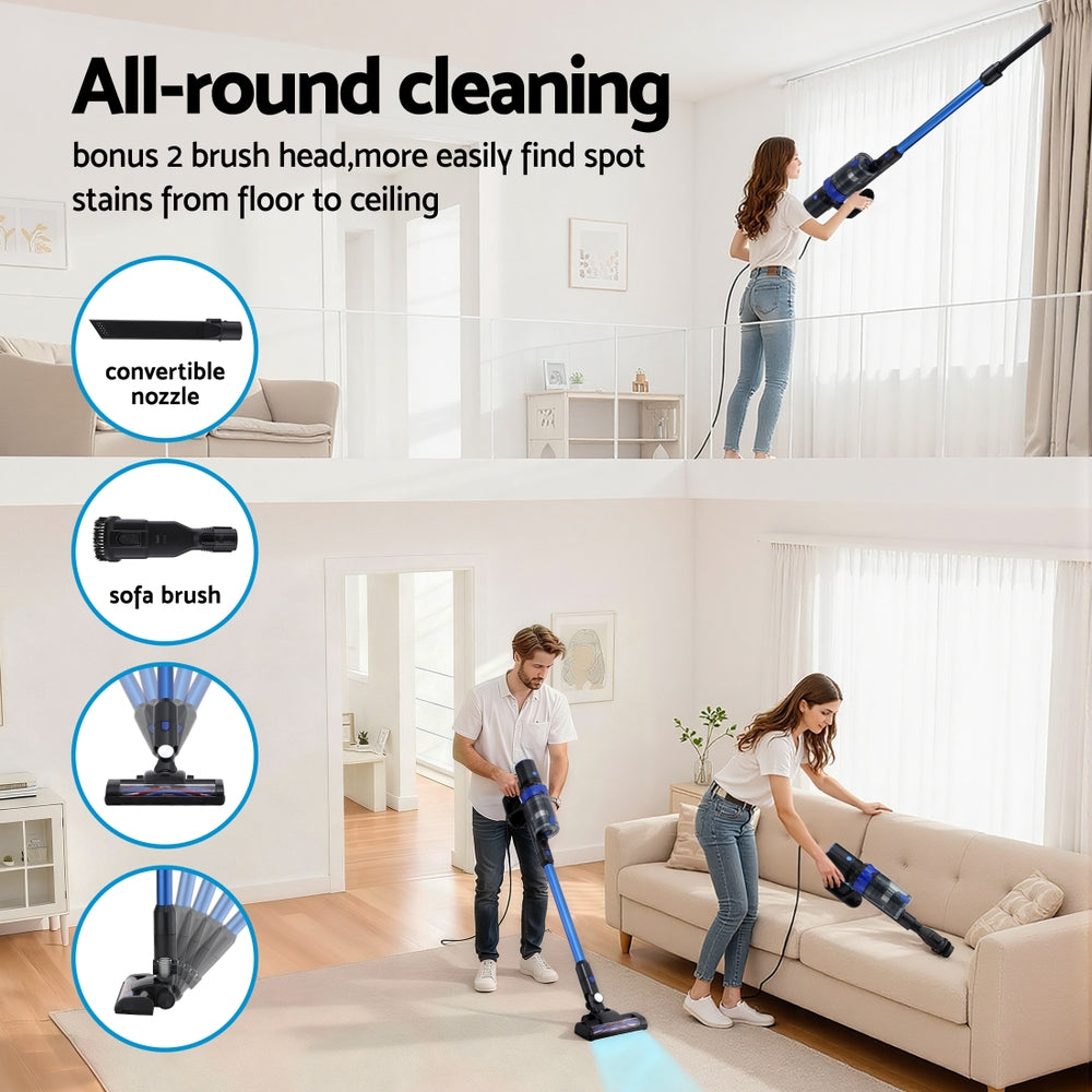 Stick Vacuum Cleaner Brushless Cordless 350W Blue