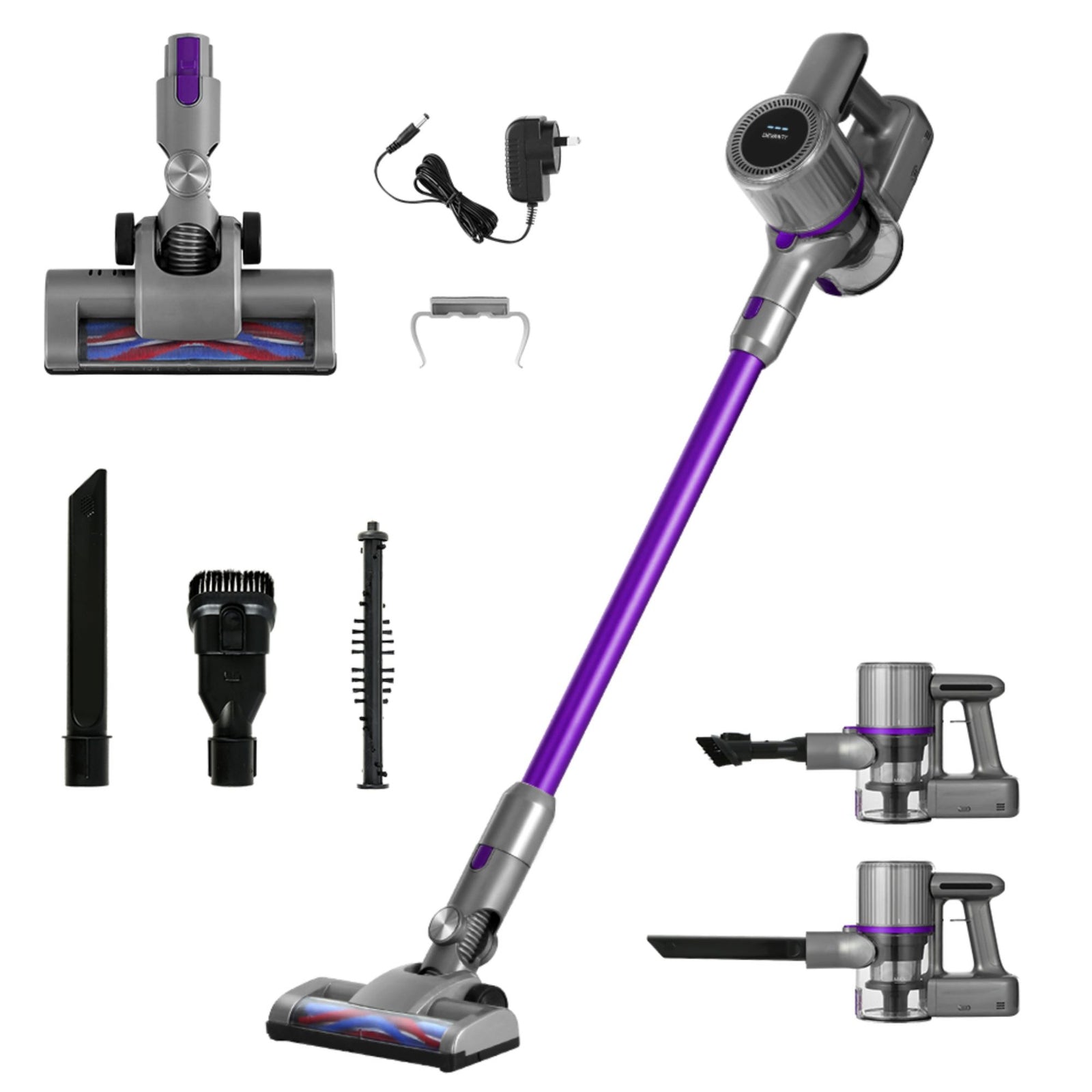 Devanti Cordless Stick Vacuum Cleaner 120W 12000Pa Bagless HEPA Purple