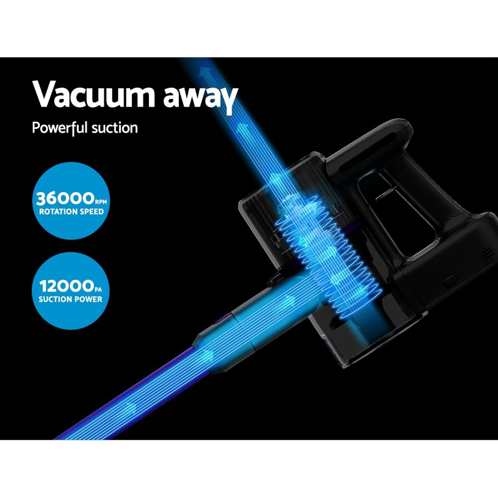 Devanti Cordless Stick Vacuum Cleaner 120W 12000Pa Bagless HEPA Purple