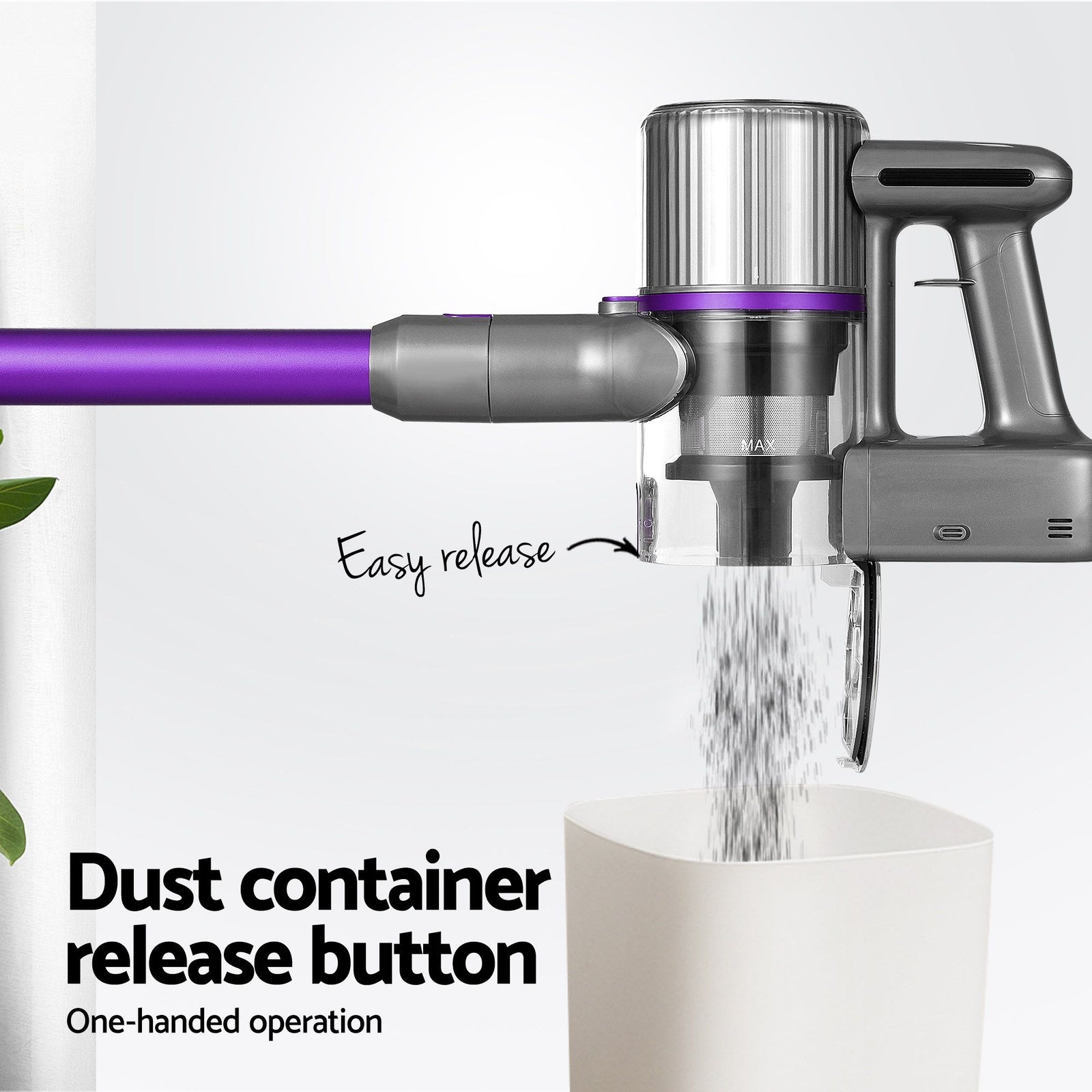 Devanti Cordless Stick Vacuum Cleaner 120W 12000Pa Bagless HEPA Purple