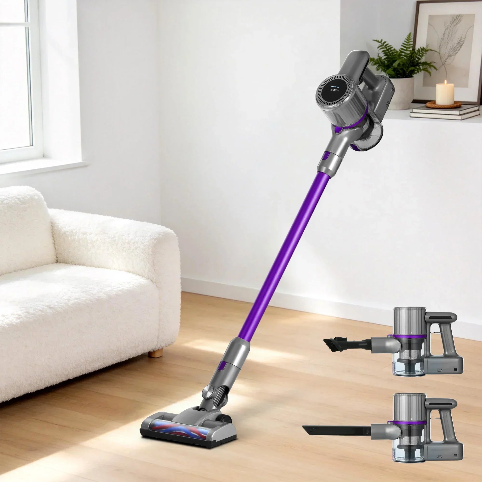 Stick Vacuum Cleaner Bagless Cordless 120W Purple