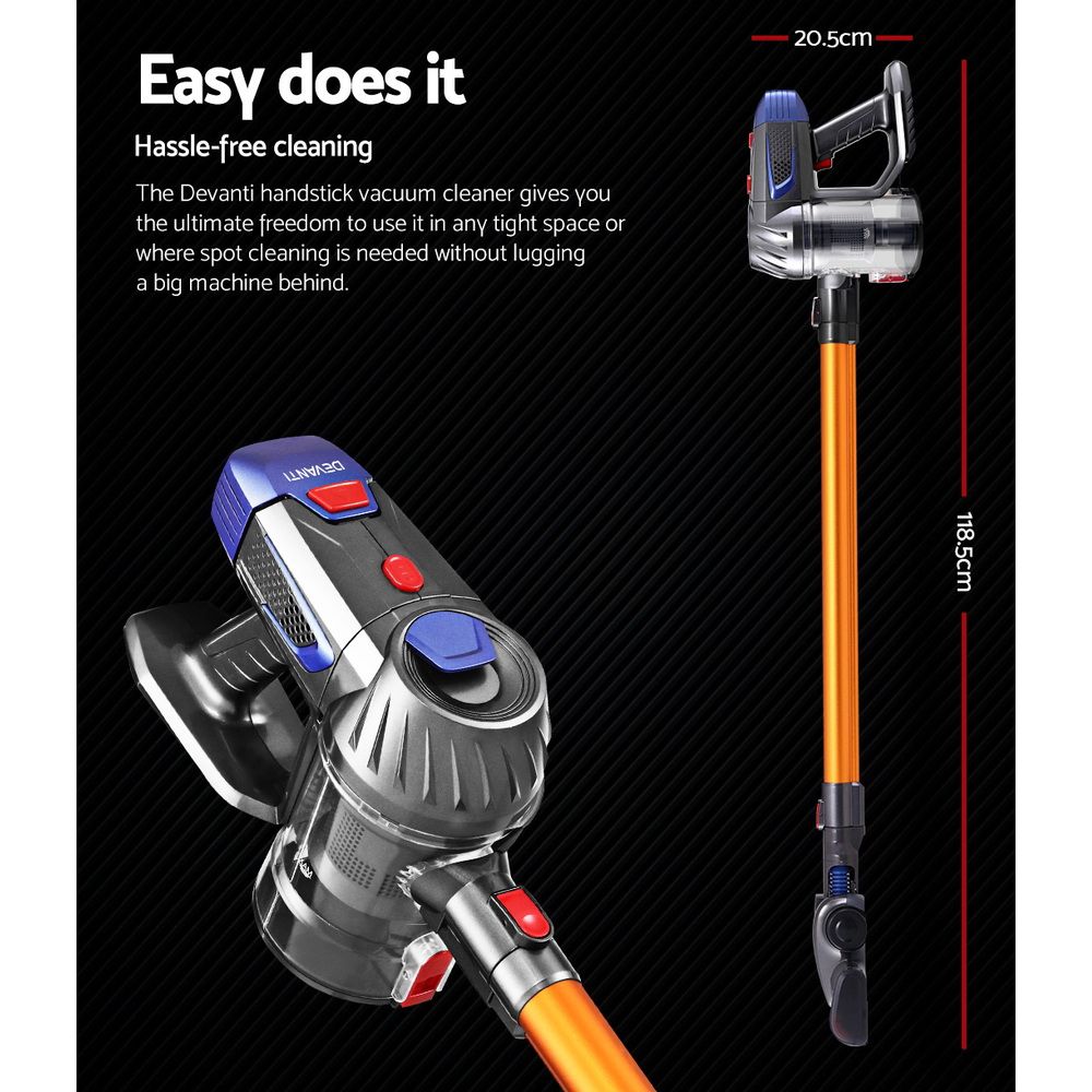 Cordless Handstick Vacuum Cleaner 150W 10000Pa HEPA Gold Grey