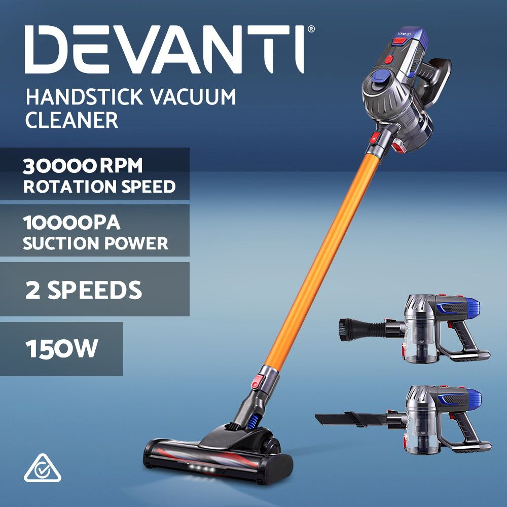 Cordless Handstick Vacuum Cleaner 150W 10000Pa HEPA Gold Grey