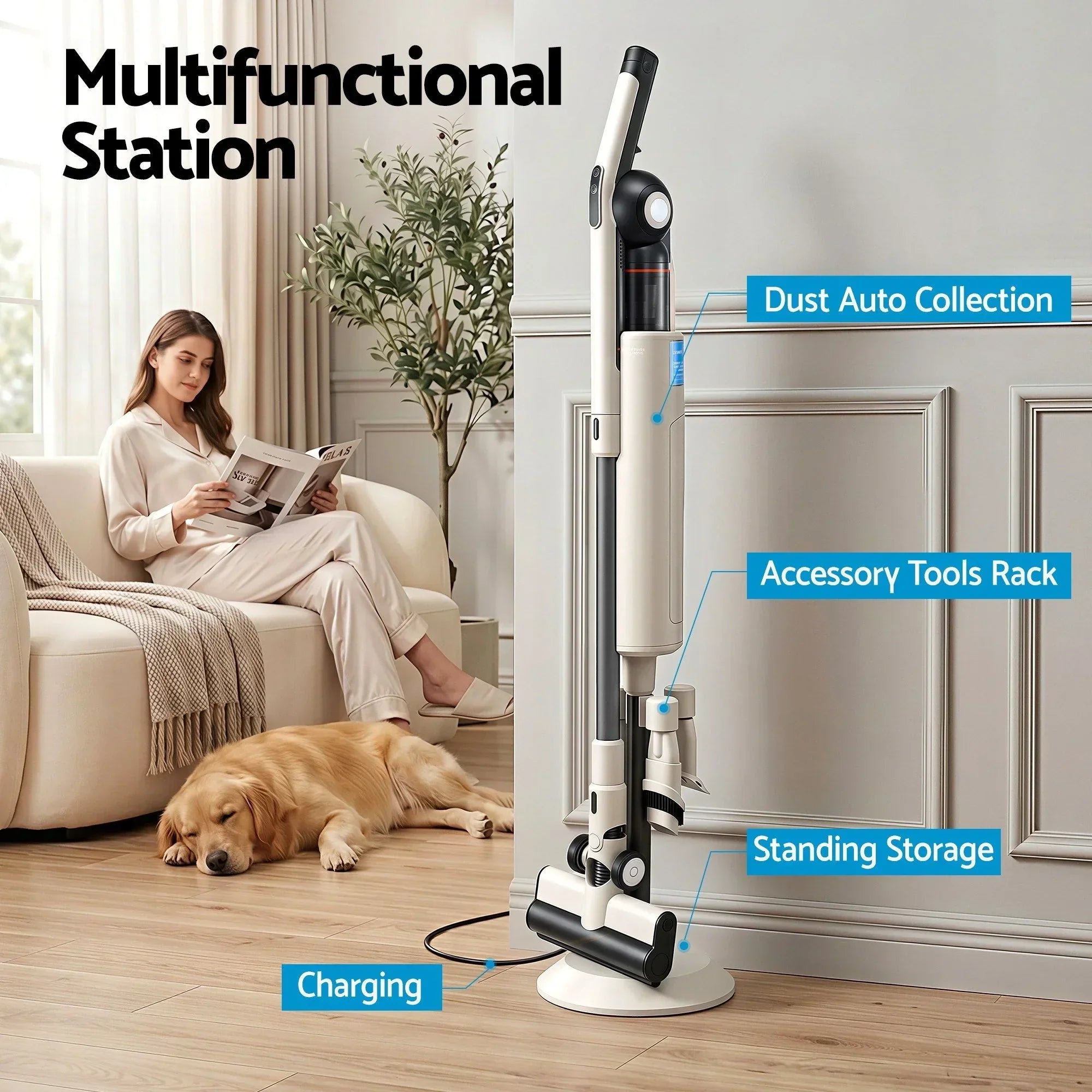 Cordless Stick Vacuum with Auto‑Empty Station – 18kPa, LED Brush, 60‑Day Dust