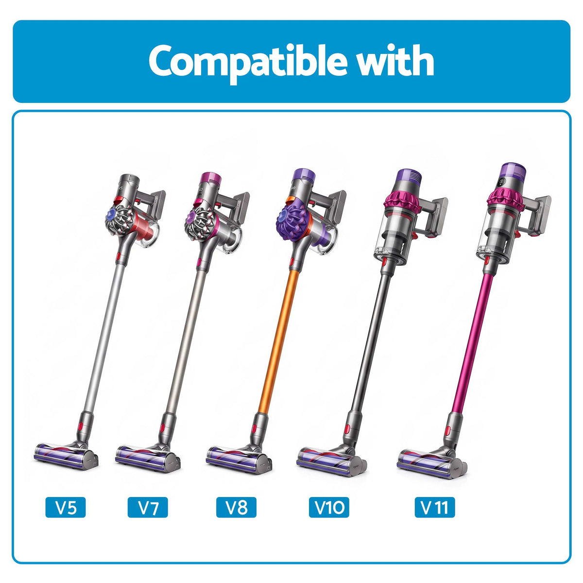 Devanti 6pc Vacuum Attachment Tool Kit for Dyson V5 V7 V8 V10 V11 Crevice Brush