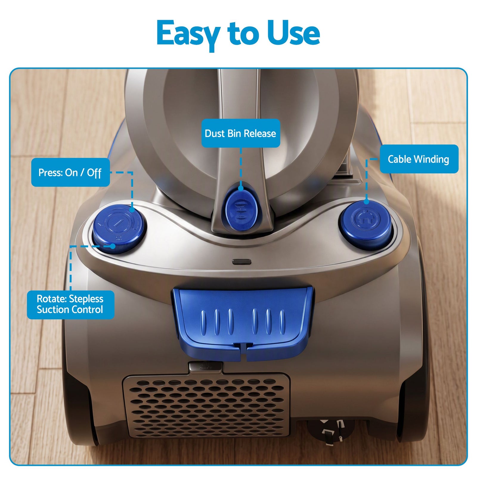 Vacuum Cleaner Bagless Canister 2000W 25kPa Powerful Suction 4L