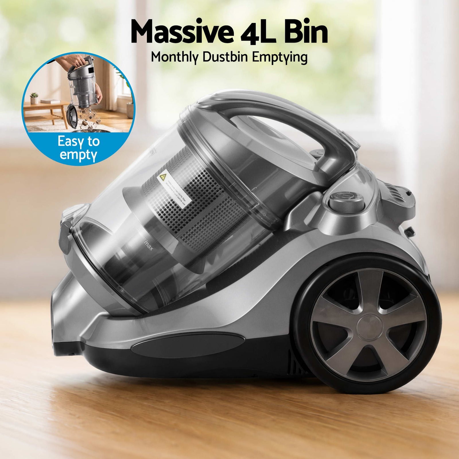 Vacuum Cleaner Bagless Canister 2000W 25kPa Powerful Suction 4L