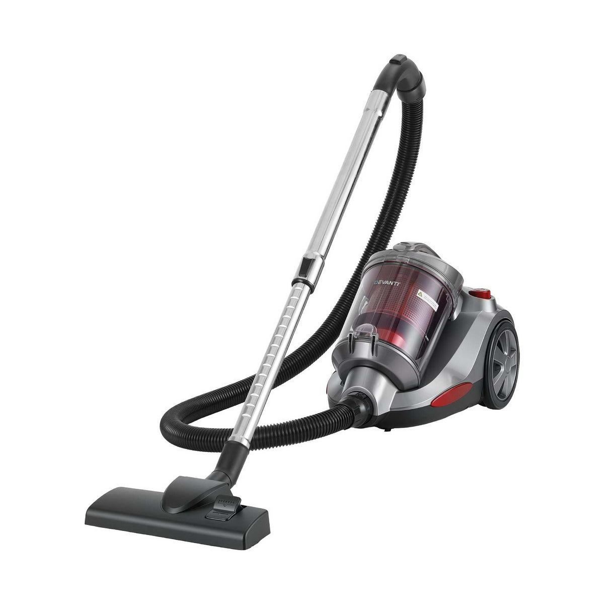 2000W Bagless Canister Vacuum Cleaner 25kPa Suction 4L Dual HEPA Filter Red