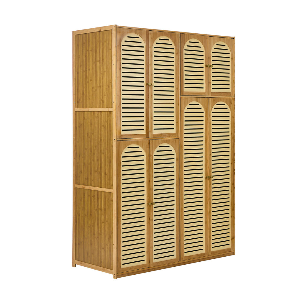 Bamboo Wardrobe Clothes Storage 8 Doors with 7 Shelves