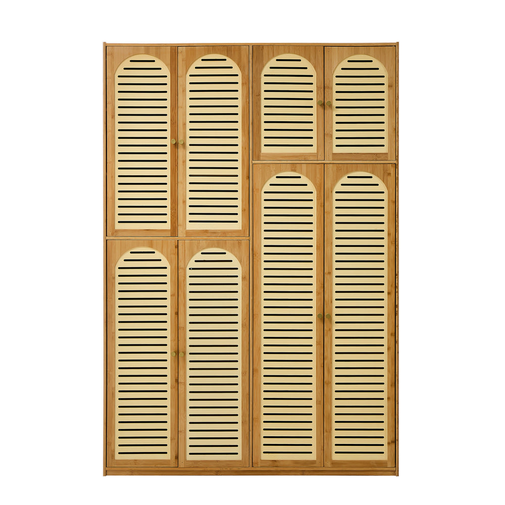 Bamboo Wardrobe Clothes Storage 8 Doors with 7 Shelves