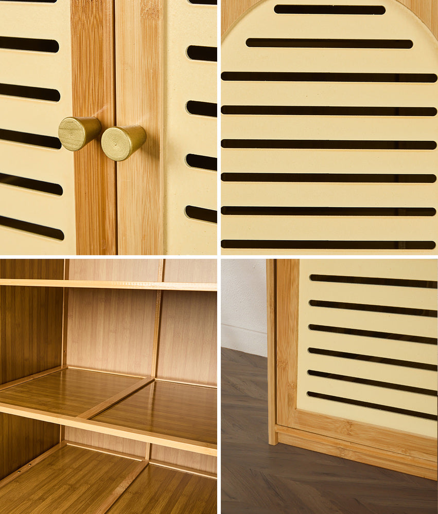 Bamboo Wardrobe Clothes Storage 8 Doors with 7 Shelves