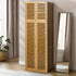 Bamboo Wardrobe 4 Doors Storage Cabinet Hanging Rod Natural