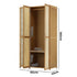 Oikiture Bamboo Wardrobe – 3‑Door, Hanging Rail, 4 Shelves, Natural