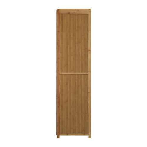 Oikiture Bamboo Wardrobe – 3‑Door, Hanging Rail, 4 Shelves, Natural