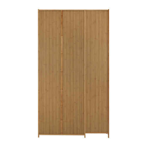 Bamboo Wardrobe – 3‑Door, Hanging Rail, 4 Shelves, Natural
