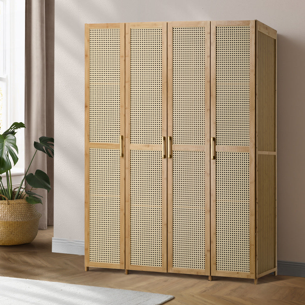 Oikiture Wardrobe Storage Cabinet Large Cupboard 4 Doors 10 Shelves