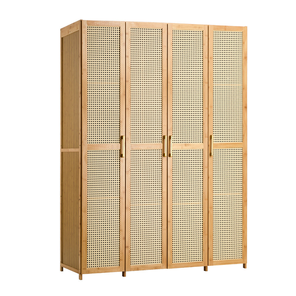Oikiture Wardrobe Storage Cabinet Large Cupboard 4 Doors 10 Shelves