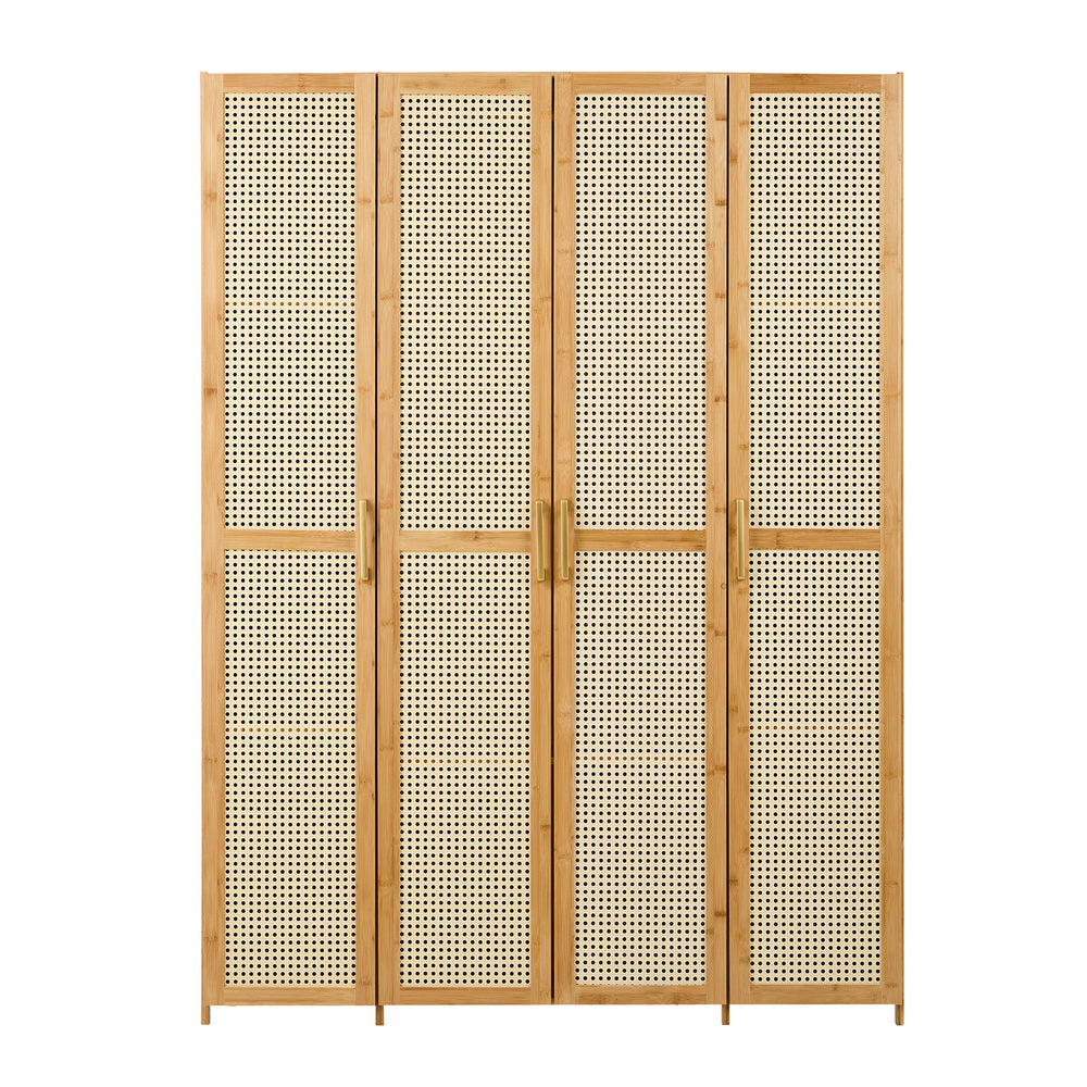 Oikiture Wardrobe Storage Cabinet Large Cupboard 4 Doors 10 Shelves