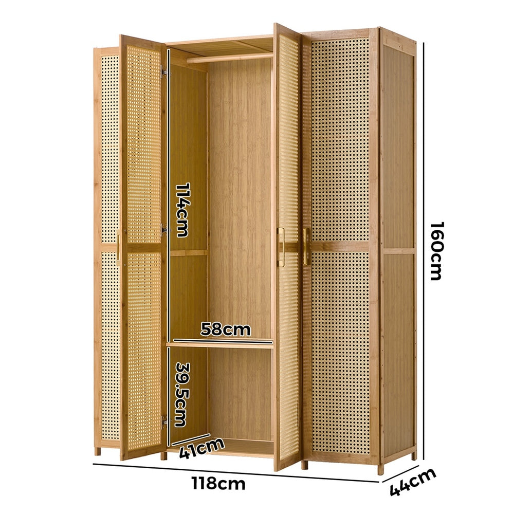 Oikiture Wardrobe Storage Cabinet Large Cupboard 4 Doors 10 Shelves
