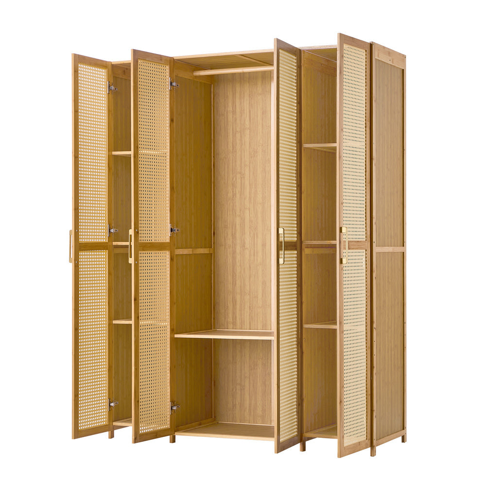 Oikiture Wardrobe Storage Cabinet Large Cupboard 4 Doors 10 Shelves