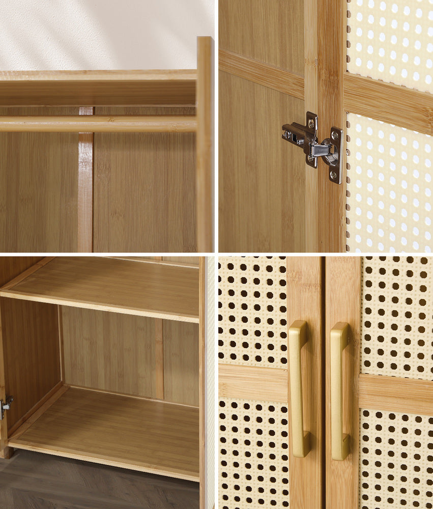 Oikiture Wardrobe Storage Cabinet Large Cupboard 4 Doors 10 Shelves