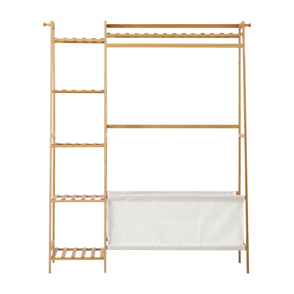 Open Wardrobe with Hanging Rail and Laundry Bag