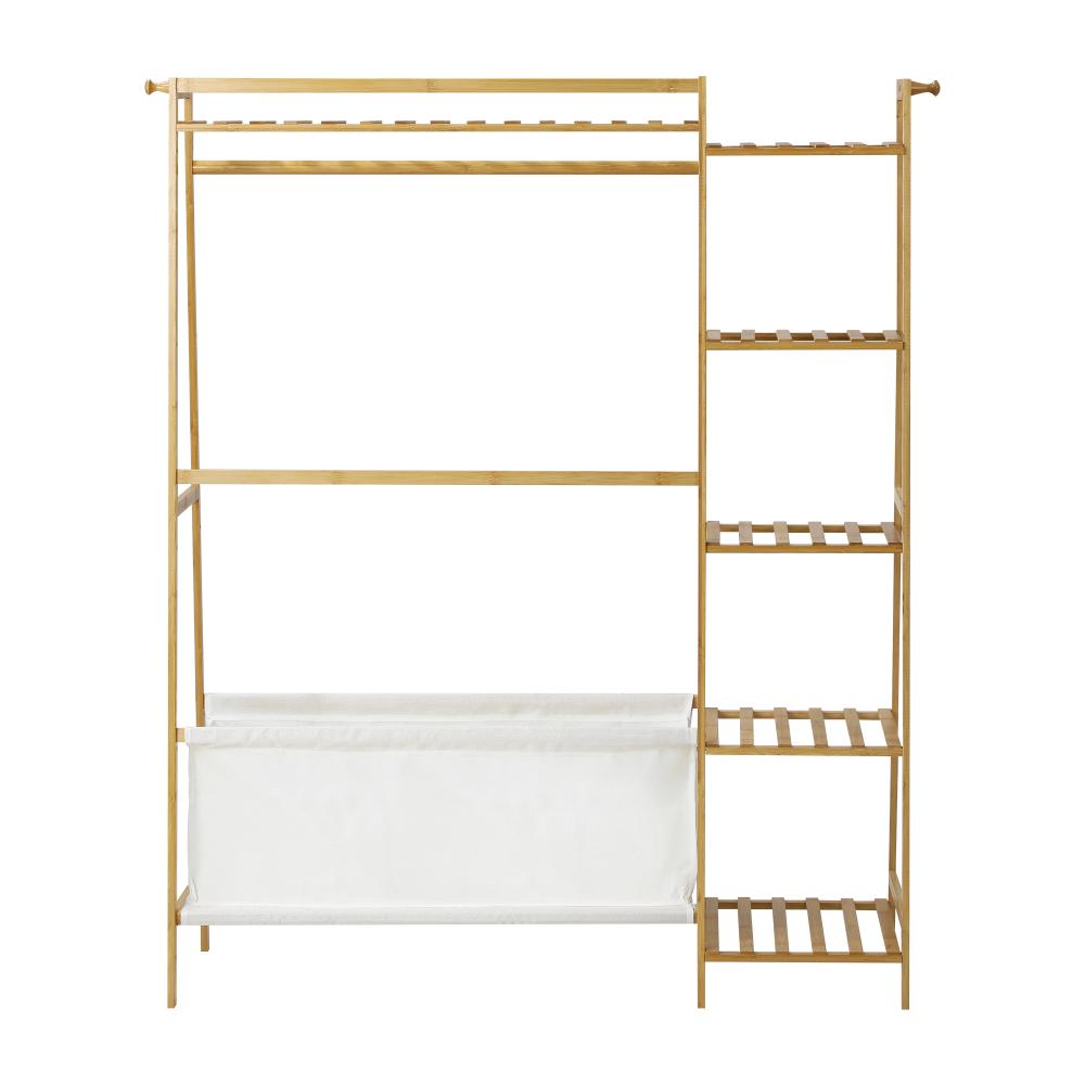 Open Wardrobe with Hanging Rail and Laundry Bag