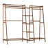 Clothes Rack Open Wardrobe Hanging Rail Bamboo 9 Shelves
