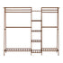 Clothes Rack Open Wardrobe Hanging Rail Bamboo 9 Shelves