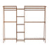 Clothes Rack Open Wardrobe Hanging Rail Bamboo 9 Shelves